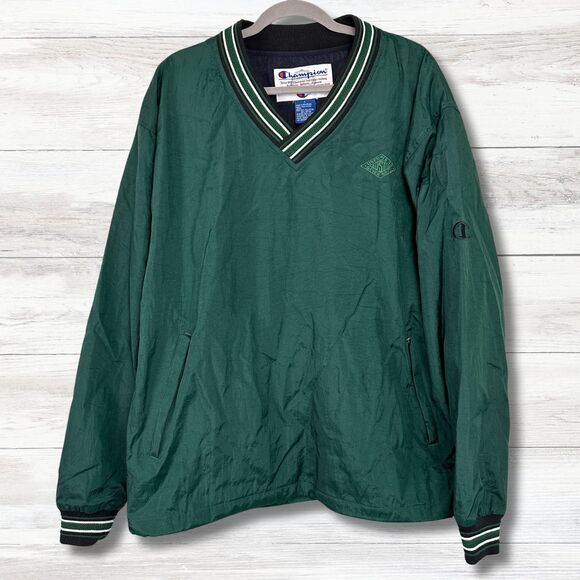 Vtg Champion Pullover Jacket Men's Large Green Windbreaker Austin Powder Company - Picture 1 of 14